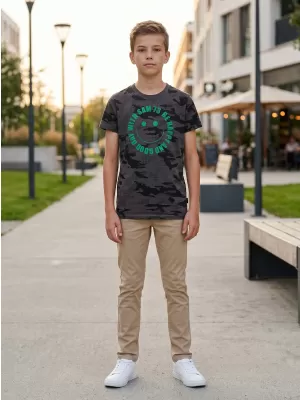 Tricou băiat cu mâneci scurte SAM 73 KELVIN BT 560 NEGRU