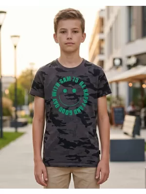 Tricou băiat cu mâneci scurte SAM 73 KELVIN BT 560 NEGRU
