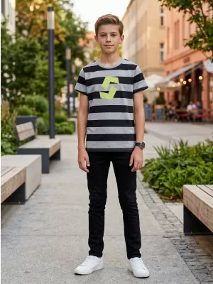 Tricou băiat cu mâneci scurte SAM 73 STANLEY BT 557 GRI DESCHIS