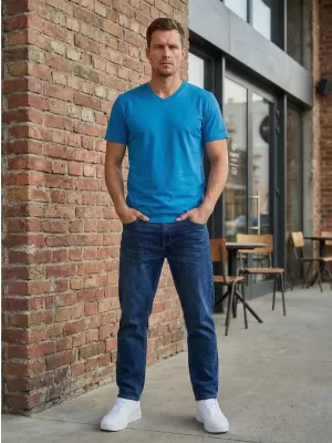 Tricou bărbătesc cu mâneci scurte SAM 73 LEONARD MT 793 ALBASTRU STRĂLUCITOR