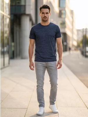 Tricou pentru bărbați cu mâneci scurte SAM 73 EUGENE MT 806 ALBASTRU ÎNCHIS