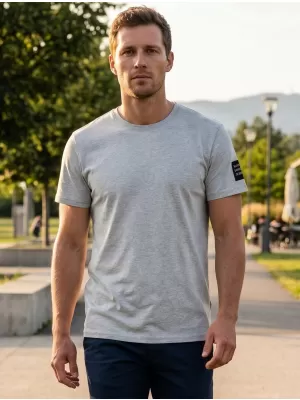 Tricou bărbătesc cu mâneci scurte SAM 73 FREDDIE MT 791 GRI DESCHIS