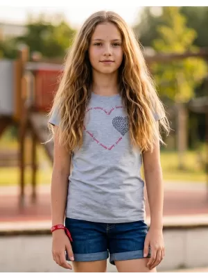Tricou fetita cu maneca scurta SAM 73 ALAINA GT 564 GRI DESCHIS