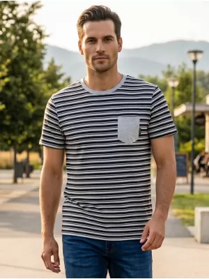 Tricou bărbătesc cu mâneci scurte SAM 73 MARTIN MT 794 GRI DESCHIS