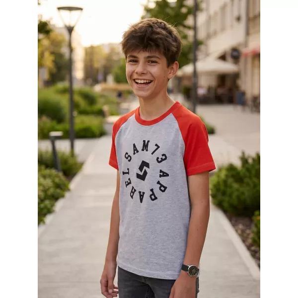  Tricou băiat cu mâneci scurte SAM 73 RICHARD BT 558 GRI DESCHIS 