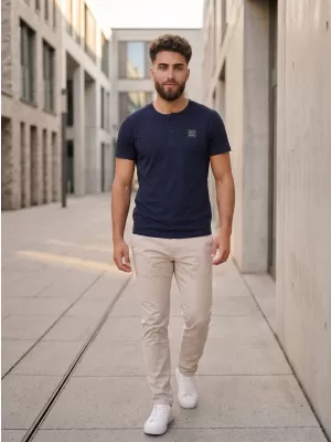 Tricou bărbătesc cu mâneci scurte SAM 73 GIDEON MT 804 ALBASTRU ÎNCHIS