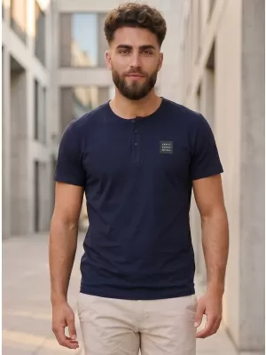 Tricou bărbătesc cu mâneci scurte SAM 73 GIDEON MT 804 ALBASTRU ÎNCHIS