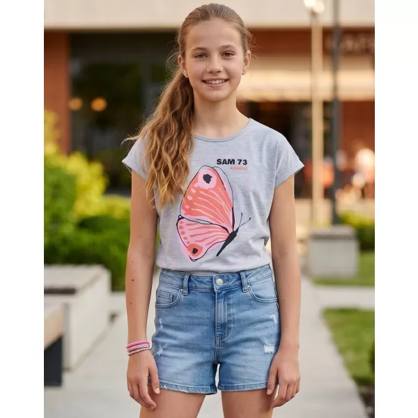 Tricou fetita cu maneca scurta SAM 73 AVERIE GT 566 GRI DESCHIS 