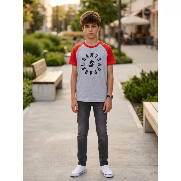  Tricou băiat cu mâneci scurte SAM 73 RICHARD BT 558 GRI DESCHIS 
