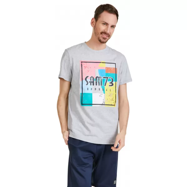  Tricou pentru bărbați cu mâneci scurte SAM 73 ELIJAH MT 789 GRI DESCHIS 