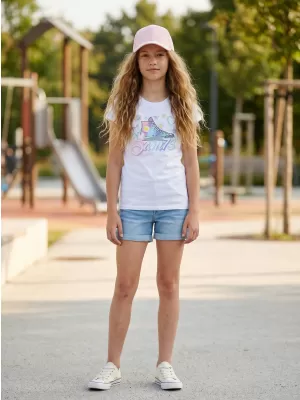 Tricou fetita cu maneca scurta SAM 73 URSULA GT 563 ALB