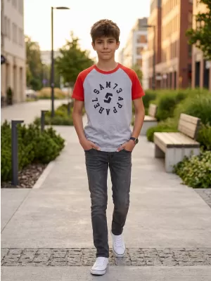 Tricou băiat cu mâneci scurte SAM 73 RICHARD BT 558 GRI DESCHIS