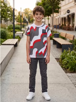 Tricou băiat cu mâneci scurte SAM 73 OSCAR BT 555 ROŞU