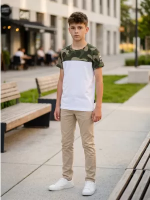 Tricou băiat cu mâneci scurte SAM 73 MOSES BT 556 ALB