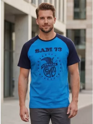 Tricou bărbătesc cu mâneci scurte SAM 73 JORDAN MT 805 ALBASTRU STRĂLUCITOR