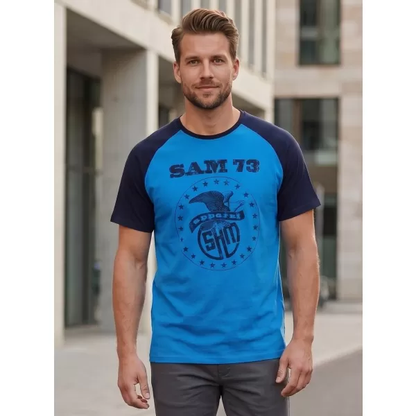  Tricou bărbătesc cu mâneci scurte SAM 73 JORDAN MT 805 ALBASTRU STRĂLUCITOR 