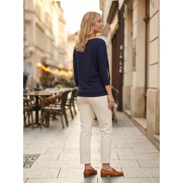  Tricou dama cu maneci 3/4 SAM 73 VIVIAN WT 863 ALBASTRU ÎNCHIS 