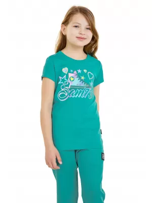 Tricou fetita cu maneca scurta SAM 73 URSULA GT 563 VERDE NEON