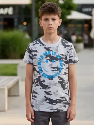 Tricou băiat cu mâneci scurte SAM 73 KELVIN BT 560 ALB