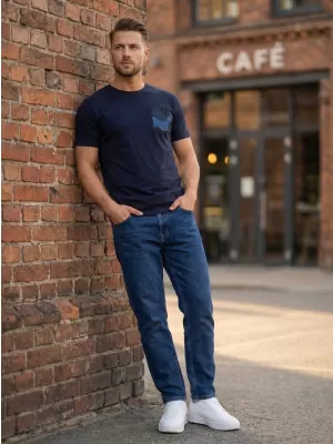Tricou bărbătesc cu mâneci scurte SAM 73 SEAN MT 796 ALBASTRU ÎNCHIS
