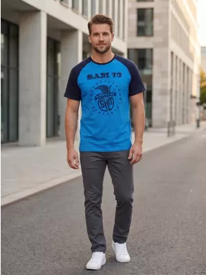 Tricou bărbătesc cu mâneci scurte SAM 73 JORDAN MT 805 ALBASTRU STRĂLUCITOR
