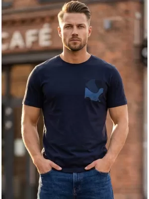 Tricou bărbătesc cu mâneci scurte SAM 73 SEAN MT 796 ALBASTRU ÎNCHIS