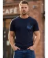 Tricou bărbătesc cu mâneci scurte SAM 73 SEAN MT 796 ALBASTRU ÎNCHIS