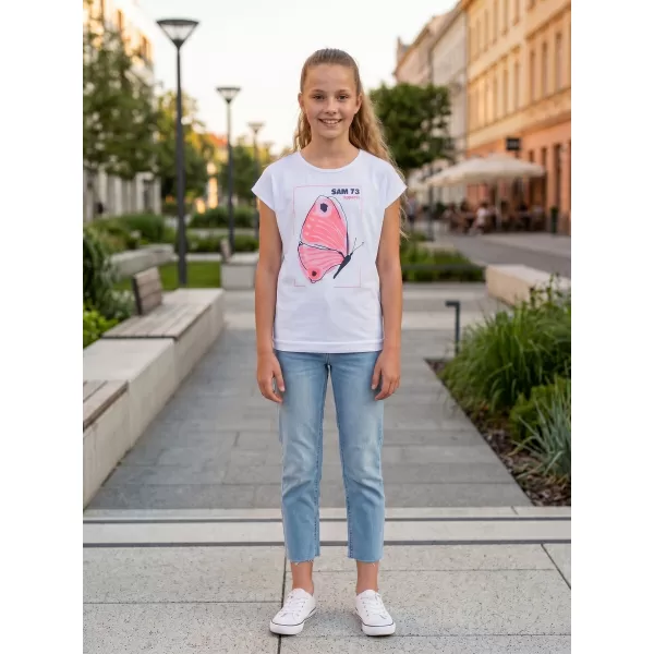  Tricou fetita cu maneca scurta SAM 73 AVERIE GT 566 ALB 
