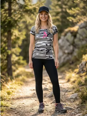 Tricou pentru femei ALTISPORT ALW002C122 CAMO GRI/ROZ