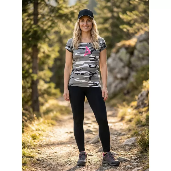  Tricou pentru femei ALTISPORT ALW002C122 CAMO GRI/ROZ 