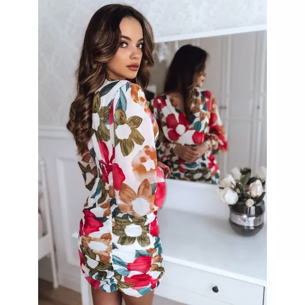  Rochie DSTREET EY2080Z ALB/ROZ 