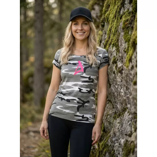  Tricou pentru femei ALTISPORT ALW002C122 CAMO GRI/ROZ 