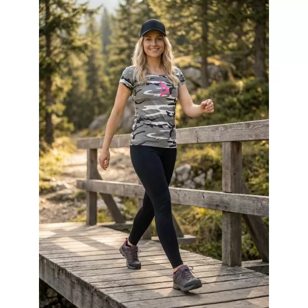  Tricou pentru femei ALTISPORT ALW002C122 CAMO GRI/ROZ 