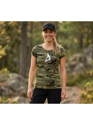 Tricou pentru femei ALTISPORT ALW002C122 VERDE CAMO/ALB