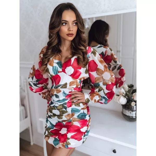  Rochie DSTREET EY2080Z ALB/ROZ 