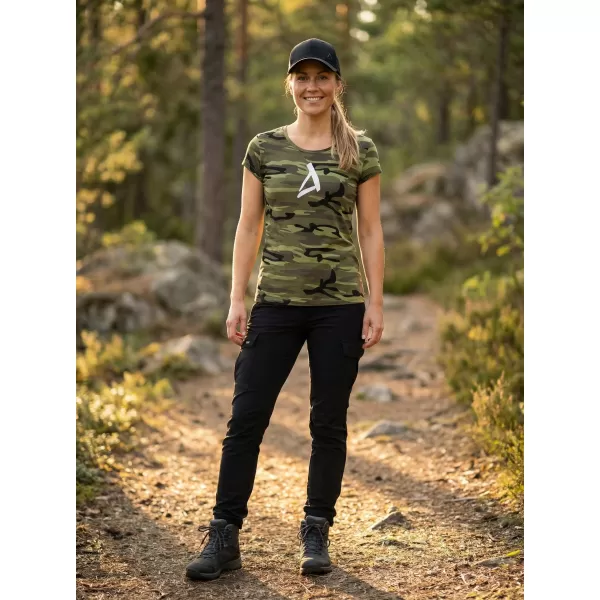  Tricou pentru femei ALTISPORT ALW002C122 VERDE CAMO/ALB 