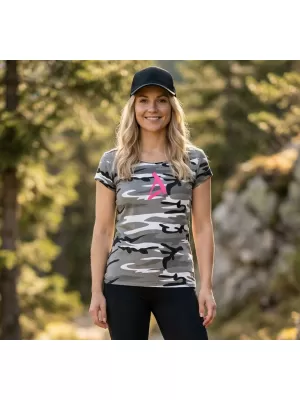 Tricou pentru femei ALTISPORT ALW002C122 CAMO GRI/ROZ
