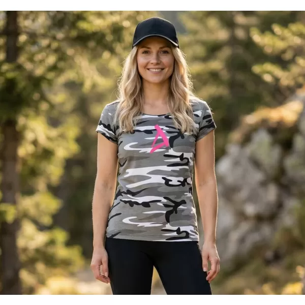  Tricou pentru femei ALTISPORT ALW002C122 CAMO GRI/ROZ 
