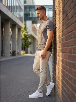 Tricou pentru bărbați KIXMI OMER GRI INCHIS