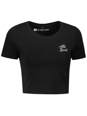 Tricou crop top dama ALTISPORT BYB/ALW056BY042 ALB-NEGRU