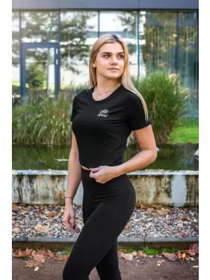 Tricou crop top dama ALTISPORT BYB/ALW056BY042 ALB-NEGRU