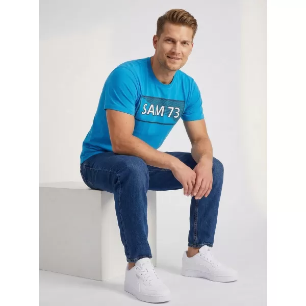  Tricou pentru bărbați SAM 73 FENRI MT 814 ALBASTRU STRĂLUCITOR 