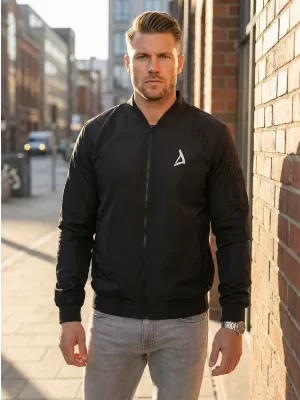 Jachetă bomber pentru bărbați ALTISPORT BYB/ALM002BY045 ALB-NEGRU