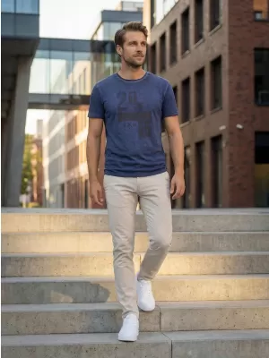 Tricou pentru bărbați KIXMI OMER ALBASTRU INCHIS