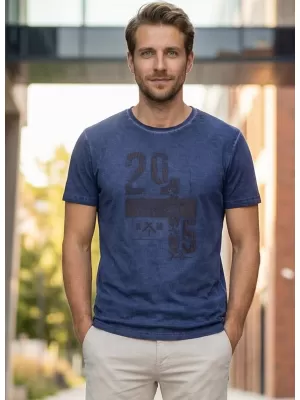 Tricou pentru bărbați KIXMI OMER ALBASTRU INCHIS