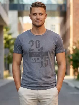 Tricou pentru bărbați KIXMI OMER GRI INCHIS