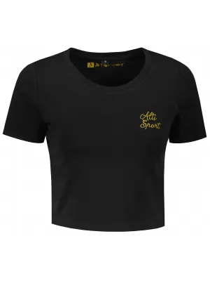 Tricou crop top dama ALTISPORT BYB/ALW056BY042 NEGRU SI AURIU
