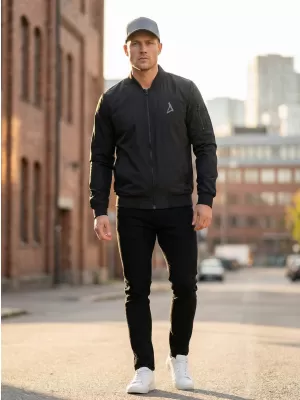 Jachetă bomber pentru bărbați ALTISPORT BYB/ALM002BY045 NEGRU SI ARGINTIU