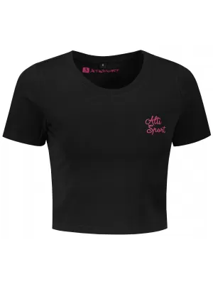 Tricou crop top dama ALTISPORT BYB/ALW056BY042 NEGRU ROZ
