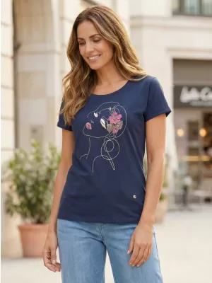 Tricou pentru femei KIXMI ONELLA ALBASTRU INCHIS